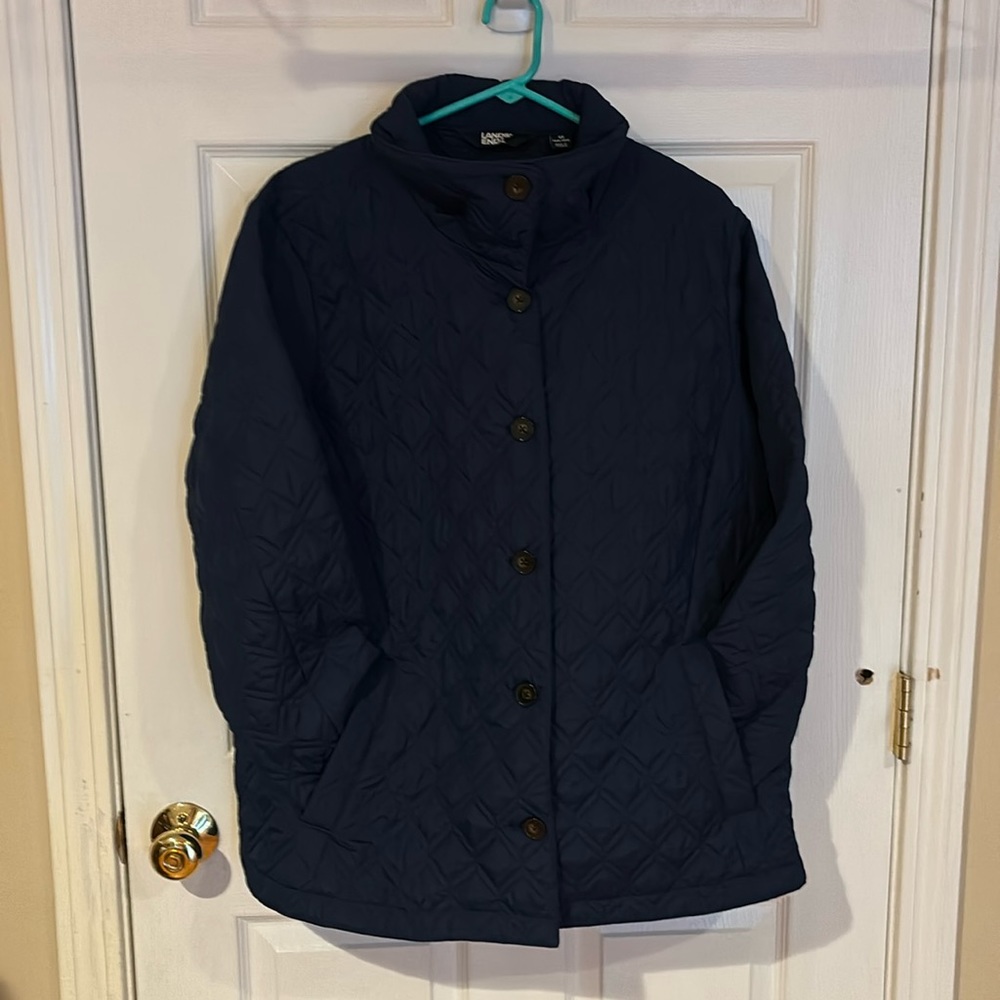 Lands End LightQuilted Jacket In Navy. Gem